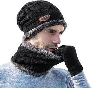 Woolen Winter Beanie & Neck Warmer Combo